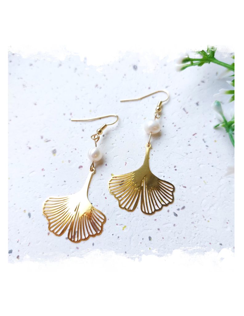 Ginkgo parel oorbellen
